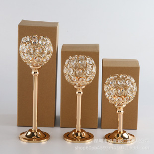 European Style Mini Crystal Candlestick Creative Metal Ornaments Wedding Hotel Home Candlelight Dinner Props Decoration Jewelry