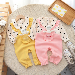 洋氣小公主風女寶寶哈衣可愛超萌嬰兒連體衣服新生兒童外出服春秋