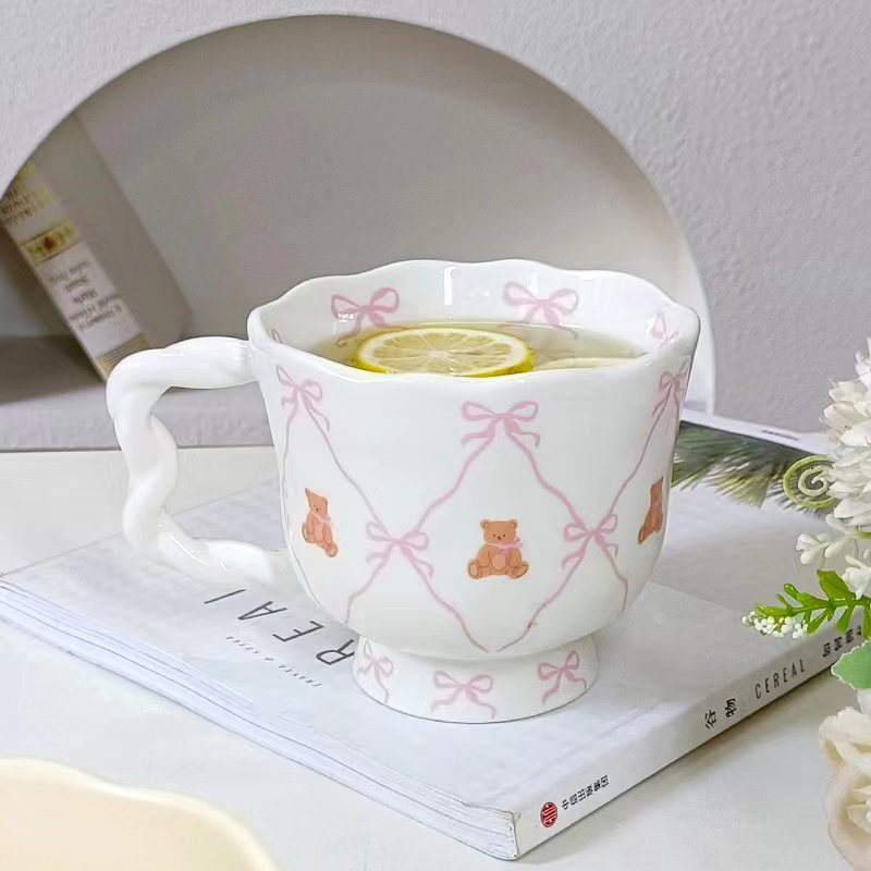 Taza de agua de estilo antiguo creativo para el hogar taza de té taza de oso de peluche taza de oficina linda dama taza de desayuno de dibujos animados