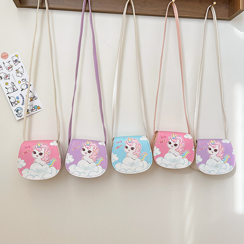 新款洋气女童单肩包包彩虹小马独角兽可爱印花幼儿园小包包潮