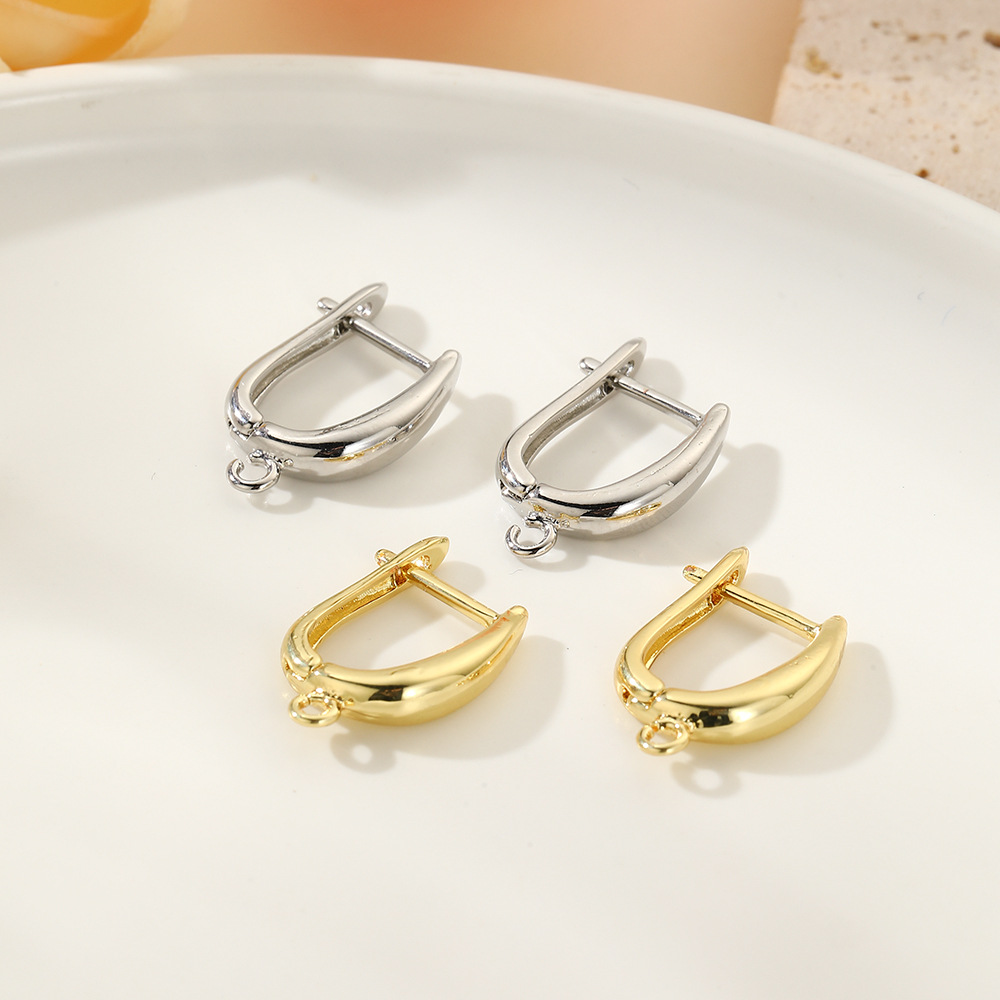 4g Weight 1 Pair 13 * 20mm Copper 18K Gold Plated Solid Color Earring Findings