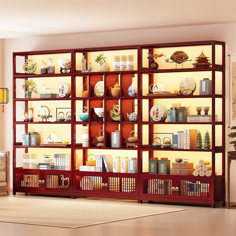 Bogu shelf non-solid wood new Chinese tea shelf storage tea cabinet tea room ornament tea tea set storage display cabinet