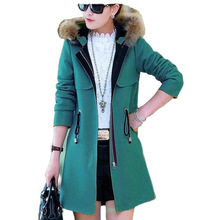 毛领连帽外套女中长款2025秋秋款外套韩版修身女装鹿皮大衣学院风