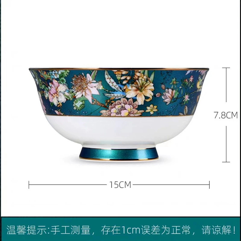 Porcelain tableware (Tangshan), bone‑china enamel, floral pattern, assorted serving pieces