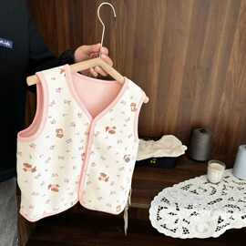 女宝宝超软一体绒背心女婴儿童秋冬2025新款女童马甲