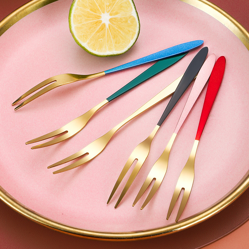 INS creativo hogar Tenedor de fruta de acero inoxidable de alto aspecto postre pastel tenedor pastel de Luna tenedor palo de fruta al por mayor