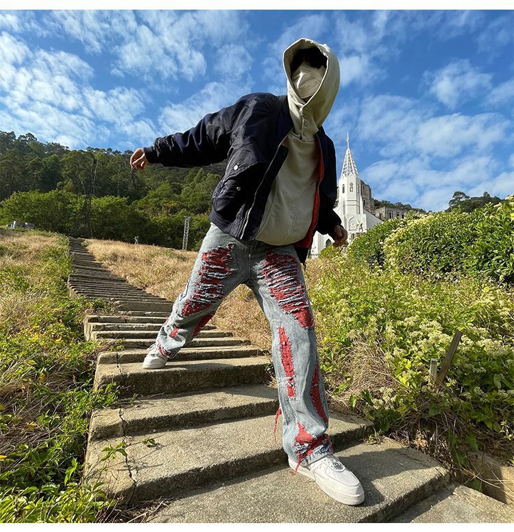 Ripped Straight-leg Jeans