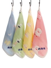 幼兒園專用純棉6層紗布小方毛巾印刻繡名字手帕絹帶掛繩