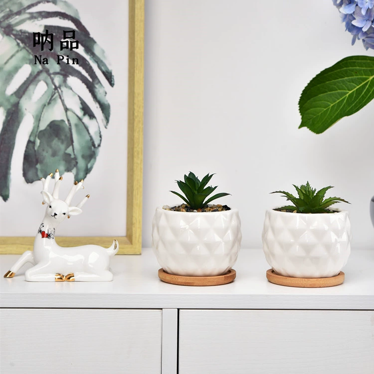 Внешняя торговля Экспорт белый фарфор ананас керамический мясистый цветочный горшок оптовый рынок трансграничной электронной коммерции