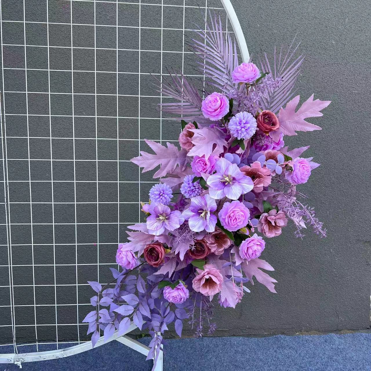 El comercio exterior de la boda flor artificial piso de la boda flor de seda apoyos de la flor de eucalipto flor artificial fila accesorios de la boda floral