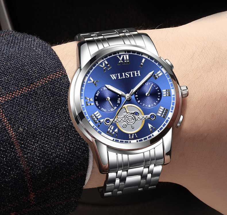 Herrklocka med kvartsverk och armband i stål_voghion.com