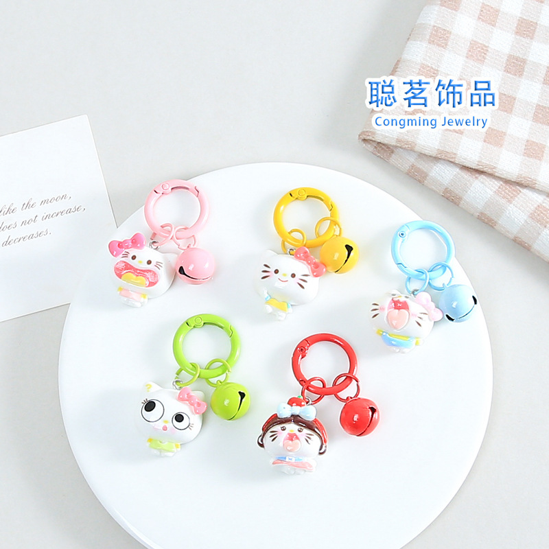 Cartoon Cute and Quirky KT Cat Keychain Creative Versatile Bag Accessory DIY Beadwork Craft Material Decoration