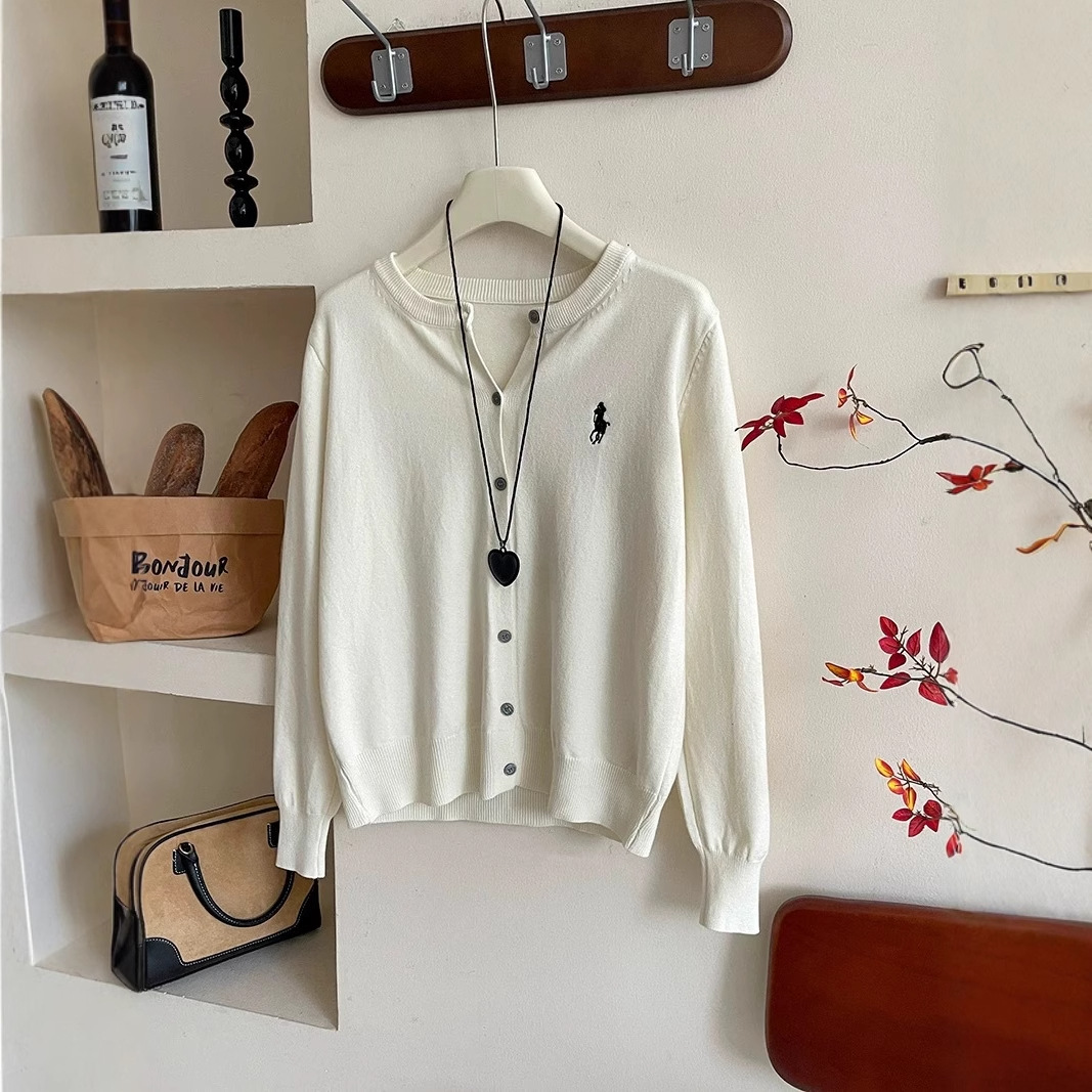 French Lazy Style Short Sweater Knitted Cardigan Jacket Women's Spring and Autumn 2024 New Soft Waxy Long Sleeve Top