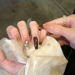 爆閃輕奢穿戴甲法式美拉德高級小眾指甲貼片美甲片半手工假指甲