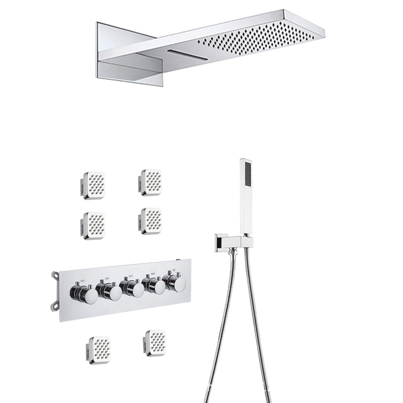 Ducha de cortina con temperatura constante, ducha de ducha oculta, ducha de baño, ducha de ducha lateral y espalda, ducha de ducha presurizada con luz