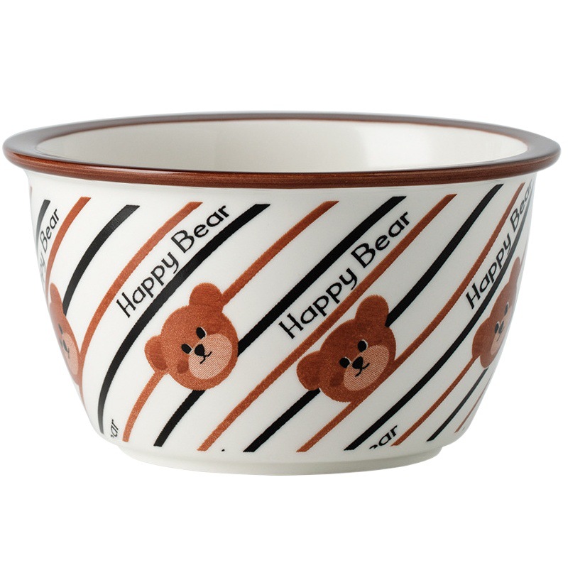 Liquidación: Tazón de arroz Daini Bear de 4.5 pulgadas, tazón de arroz para el hogar, tazón para ensalada, tazón infantil con dibujos animados.