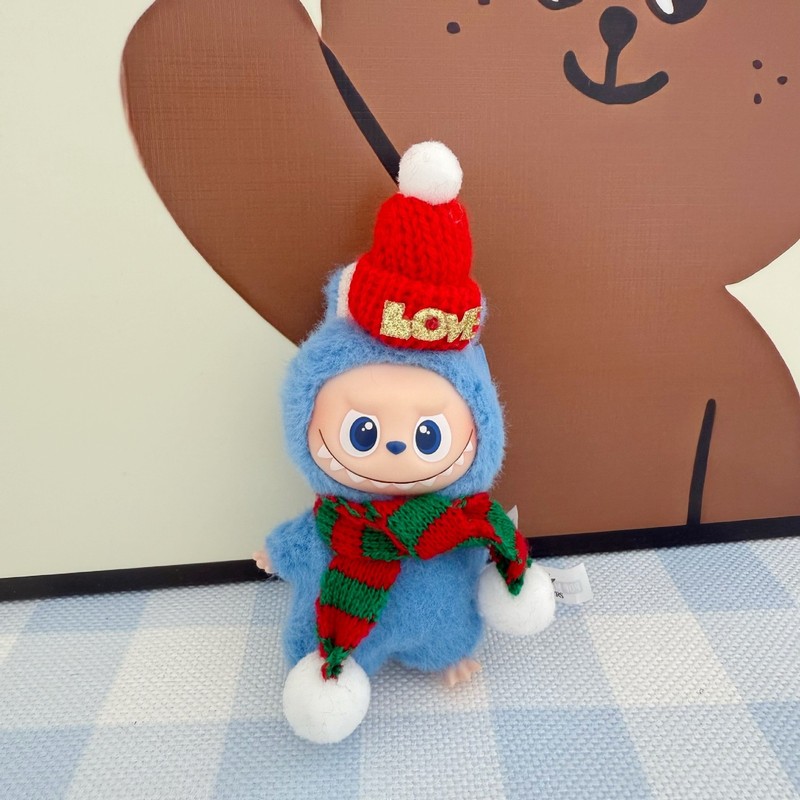 迷你版4.0LABUBU搪胶脸毛绒盲盒玩偶衣服圣诞套装小鼻嘎心底密码|undefined