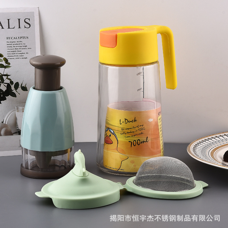 创意荷包煎蛋器 手动按压式捣蒜泥器 自动开合玻璃油瓶厨房小工具