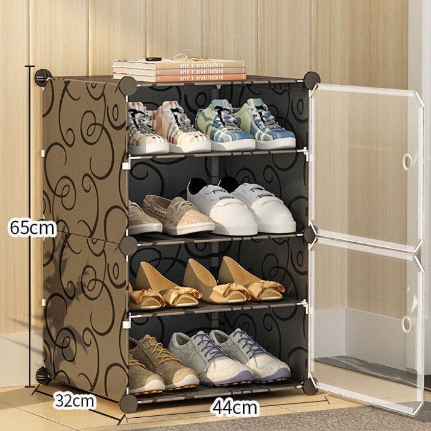 Zapatero simple, zapatero de plástico de almacenamiento multicapa a prueba de polvo, zapatero de ensamblaje multicapa que ahorra espacio en la entrada del dormitorio