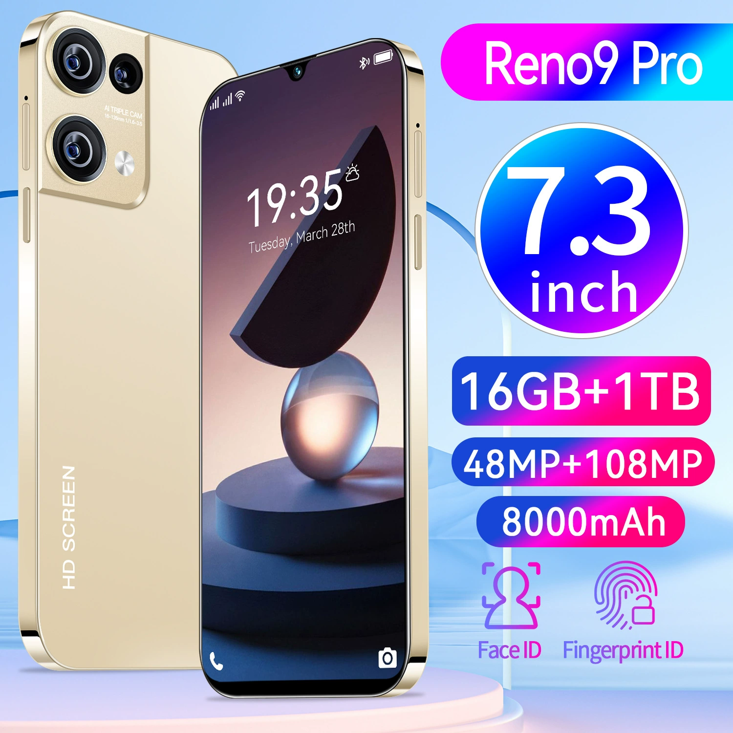 Граница-перекрёстная смартфон Reno9 Pro HD с большим экраном 16+1 ТБ памяти источник фабричной цены