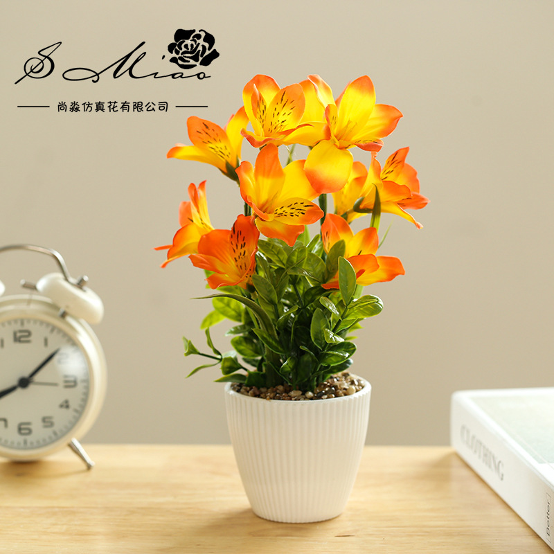 Flor artificial 10-cabeza pequeña huilan bonsai flor artificial bonsai fábrica suministro directo decoración interior pequeños adornos entrega de una sola pieza