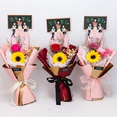 Teacher's Day gifts for teachers sunflower starry greeting card dried bouquet sunflower carnation rose soap flower