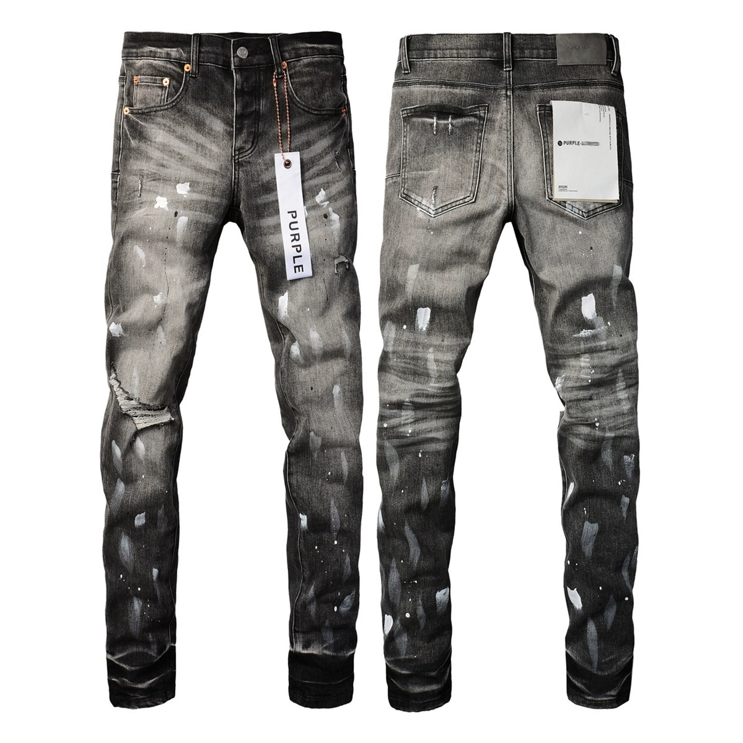 Джинсы (LIMITED PURPLE) рваные узкие с зауженным низом, модный потертый эффект, размеры 28–40