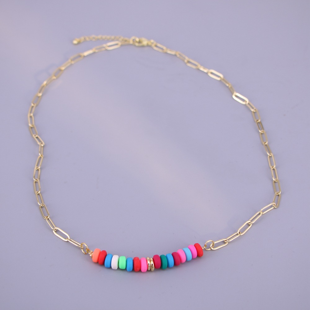 color beaded stitching soft ceramic chain necklace wholesale