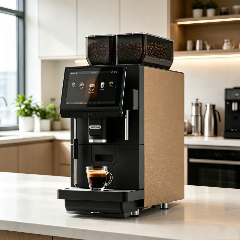 Commercial Coffee Machine with Integrated Grinder, Techno Jl60, Automatic Water Supply, Office-Use American-Style Freshly Ground Fully Automatic Coffee Machine