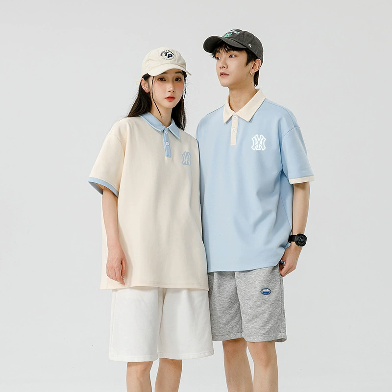 MFMLBNY новая летняя рубашка-поло с короткими рукавами и лацканами для пар, соответствующая цвету, рабочая одежда в японском стиле, модная брендовая футболка