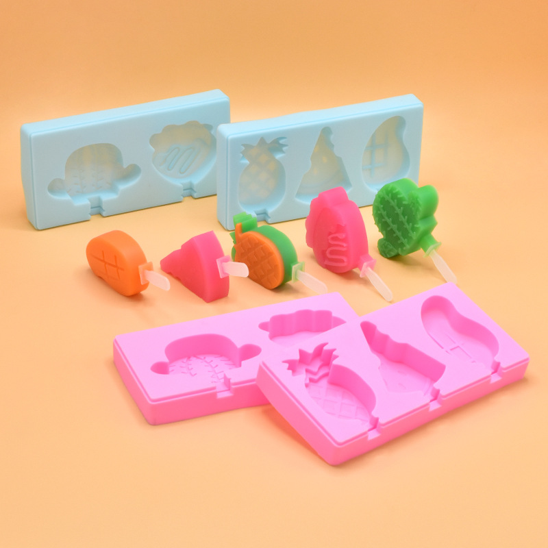 Fabricante en stock molde de helado de silicona molde de helado molde de paleta de dibujos animados diy3d tridimensional molde de paleta de chocolate