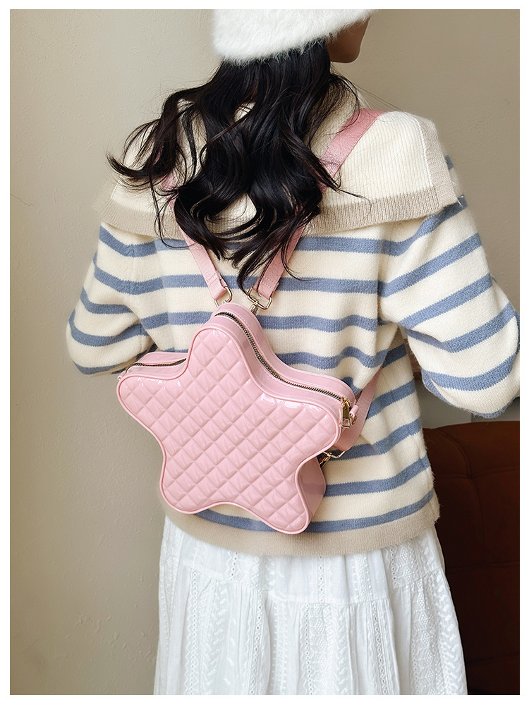 2025 New style fashionable star Backpack, diamond-shaped PVC jelly bag, fresh and sweet campus ladies' backpack Application Scenario