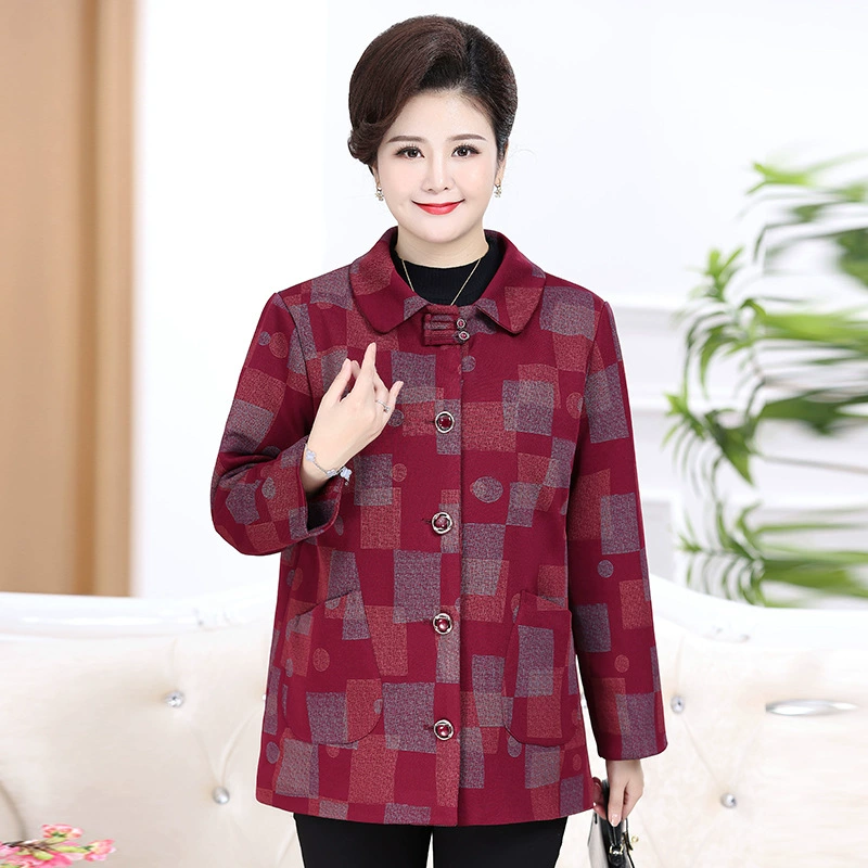 Spring long-sleeve with hood, jacket for mother, plus size