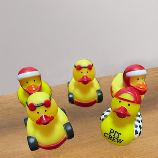 Racer Duck Cross-Border Vinyl Little Yellow Duck Children's Squeeze and Call Creative Shape Playing Duck Beach Floating Toy