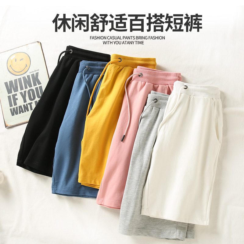 100% Cotton Shorts for Men and Women, Terry Sweatpants for Couples, Casual Sports Shorts, Five-Point Loose Home Adult Summer