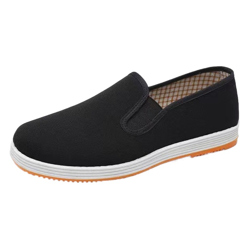 【メーカー直販】男性の厚い牛の筋肉の底の古い北京の布の靴の柔らかい底の滑り止めの通気性の建築現場の平底の靴