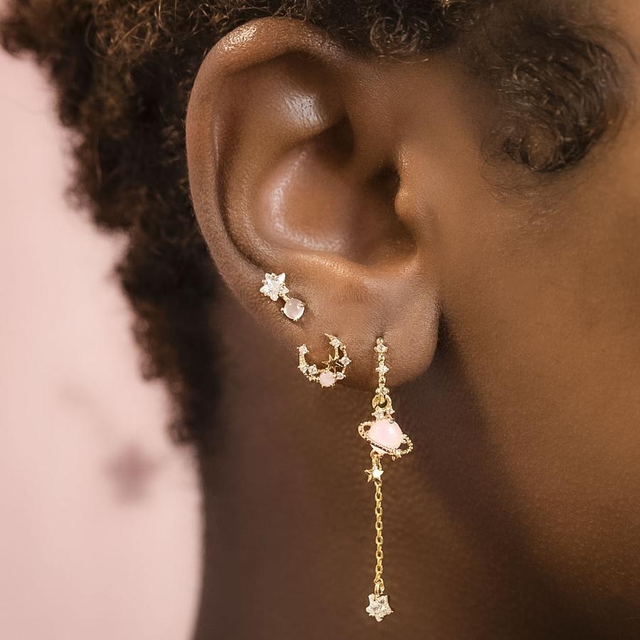 Sweet Star Tassel Brass Earrings Plating Zircon Copper Earrings