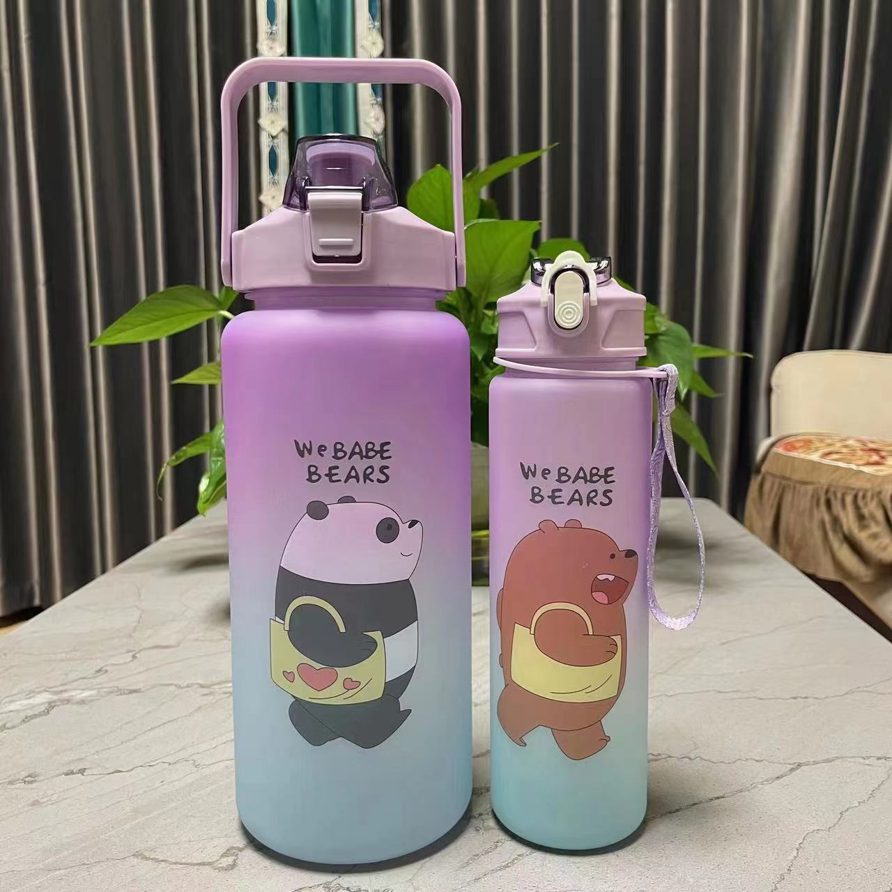 Taza de agua de gran capacidad de plástico esmerilado de dibujos animados espacio taza tamaño traje gradiente color taza conjunto transfronterizo deportes olla portátil