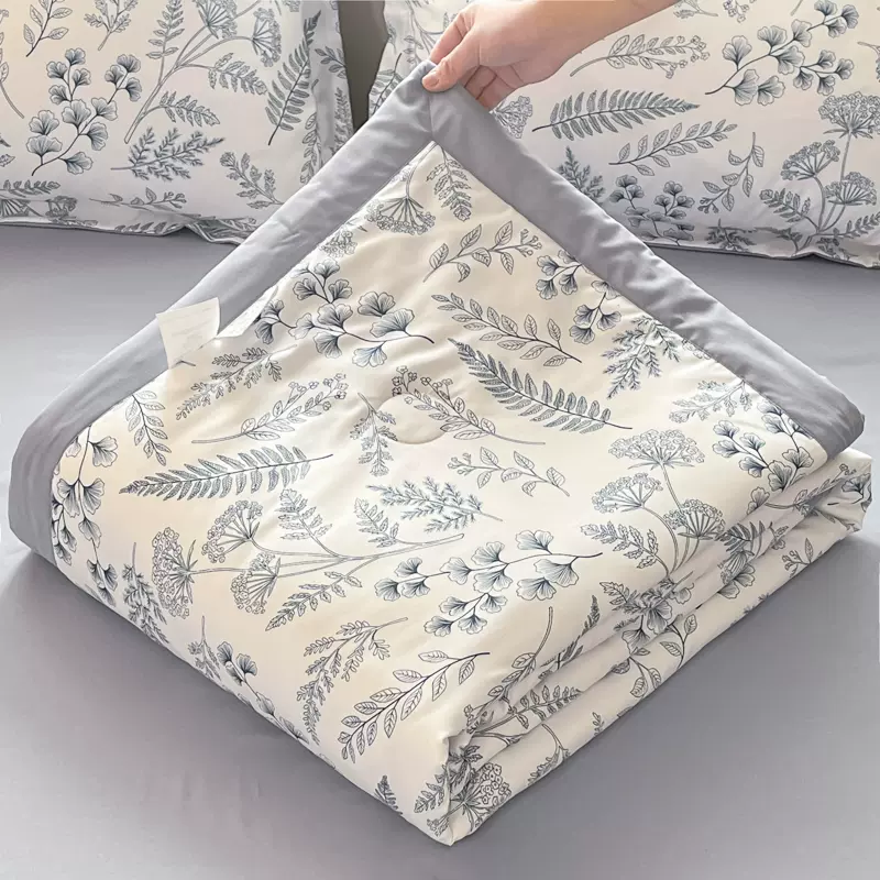 法式水洗棉夏凉被空调被芯可机洗5新非纯棉小碎花人薄被子