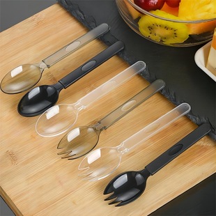 Disposable Plastic Spoons for Takeout Packaging, Suitable for Fruit Tea, Smoothies, and Watermelon; Individually Packaged for Takeout Use