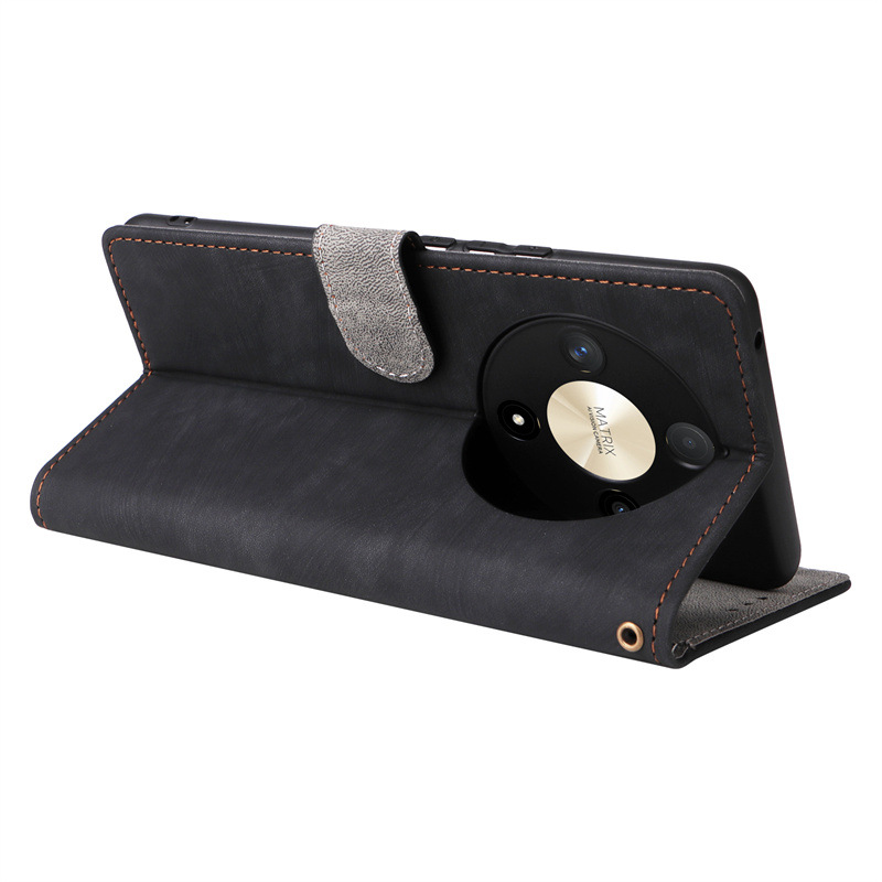 Läderfodral för honor magic6 lite x9b med kortfack och stativ_voghion.com