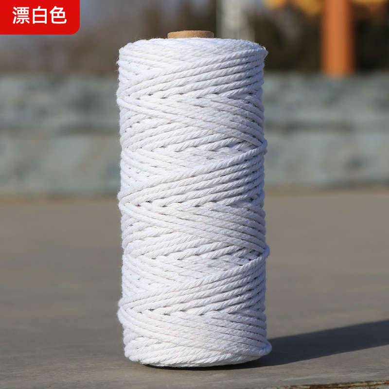 Cuerdas de algodón de color transfronterizas tejidas de algodón 2mm3mm4mm cuerdas de algodón hechas a mano cuerdas decorativas DIY cuerdas de algodón de color colgantes