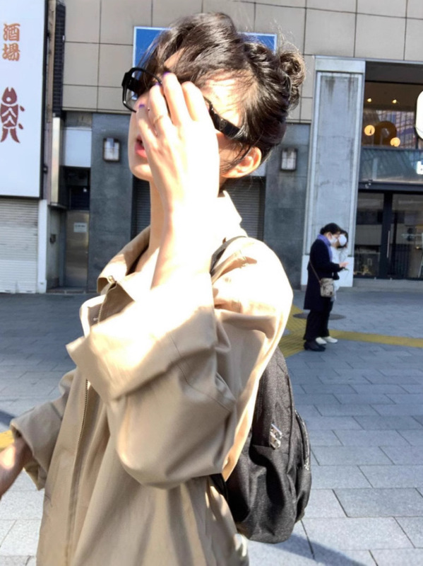 韩国小众thebarnet八奶风衣简约设计感feve同款抽绳长袖外套女|undefined