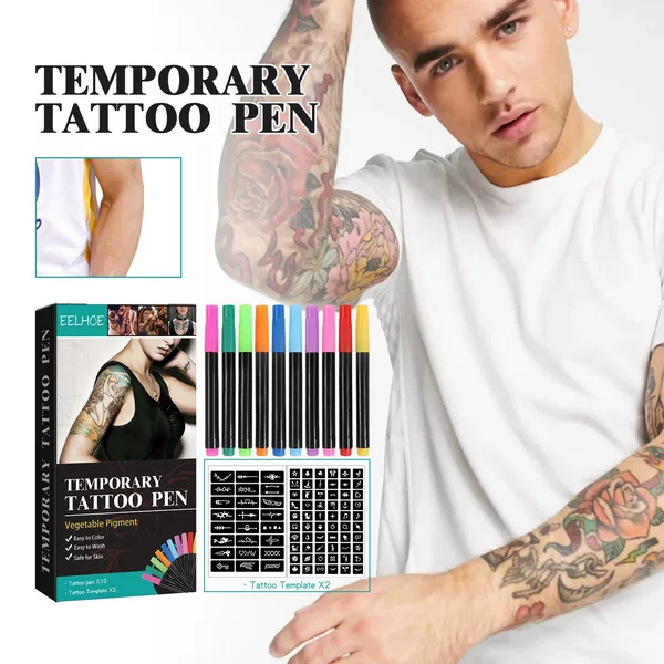 Eelhoe Temporary Tattoo Pen Set Face Arm Makeup Graffiti Decorative Tattoo Body Multi-Color Painting DIY