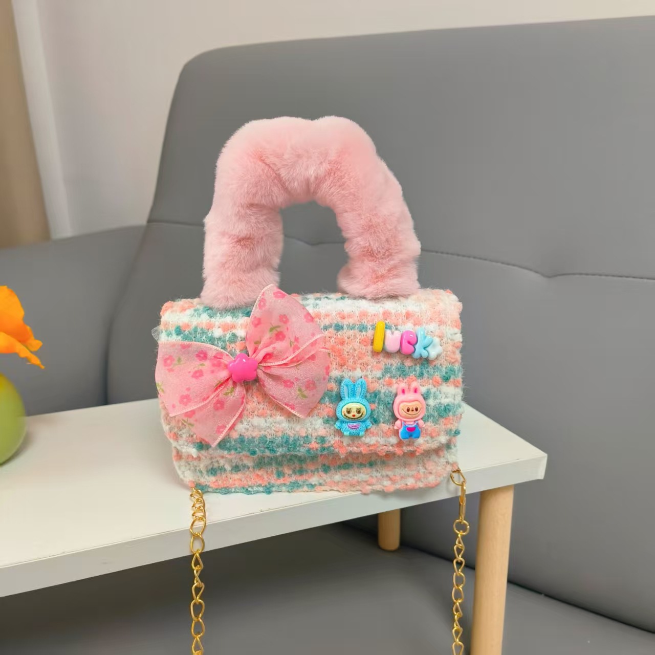 Bolsa de princesa de arco de dibujos animados para niños Año Nuevo bolso de hombro bolso de cadena pequeña bolsa de accesorios de viento fragante