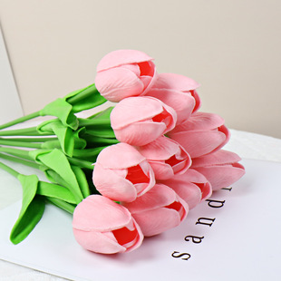 Hand moisturizing PU mini tulip simulated flower fake flower home decoration photo European ornaments factory direct sales