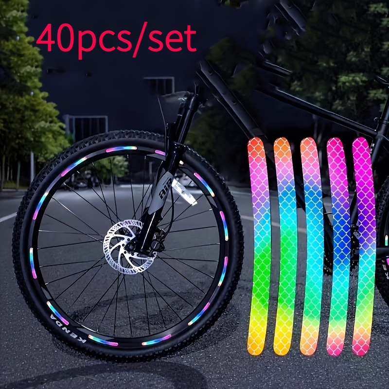 跨境TEMU亚马逊专供40片彩虹反光轮贴 - 防水耐用安全贴纸