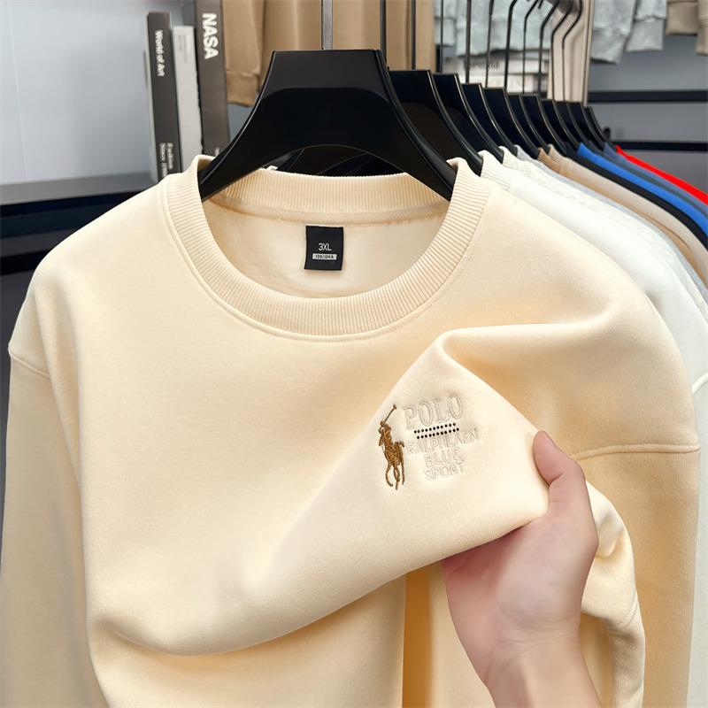 High-End Embroidered Sweatshirt Men's Cotton Loose Heavy Round Neck Bottoming Shirt Spring & Fall New Pullover Thick Long-Sleeved T-Shirt High-End Embroidered Sweatshirt Men's Cotton Loose Heavy Round Neck Bottoming Shirt Spring & Fall New Pullover Thick Long-Sleeved T-Shirt