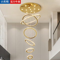 複式楼客間は大きなシャンデリア別荘水晶灯ホテル大堂主灯loftマンション階段長シャンデリアを選んだ