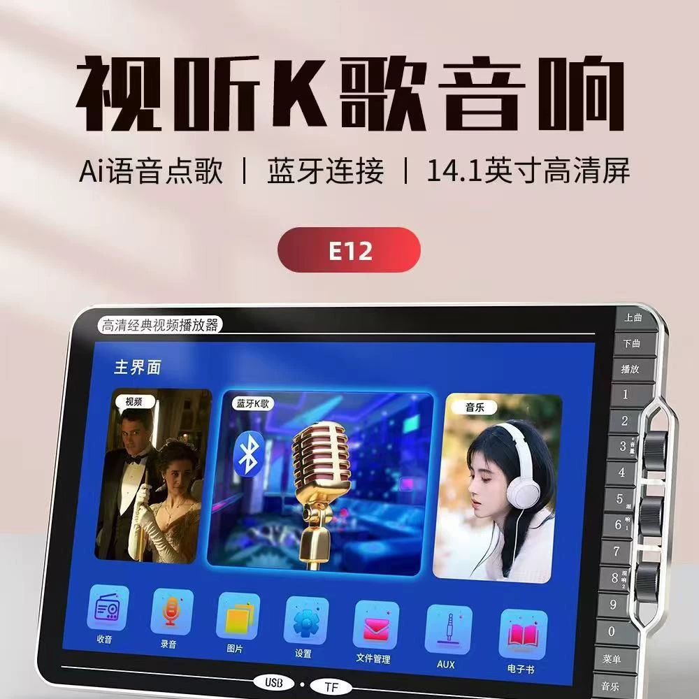 金正 E12 Portable Family KTV Video K Sound Sound Dual -Comicers Bluetooth Digital Singing